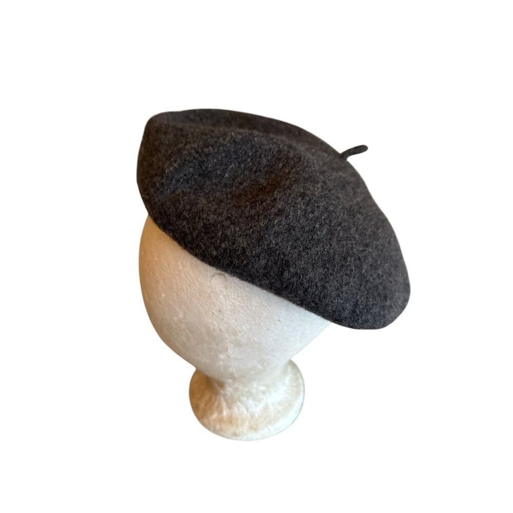 Dark Gray Wool Blend French Beret‎ Hat For Adults